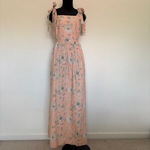Gal Meets Glam Makenna Pink Floral Maxi Dress with Shoulder Ties and Pockets